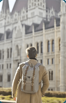 Student walking on campus